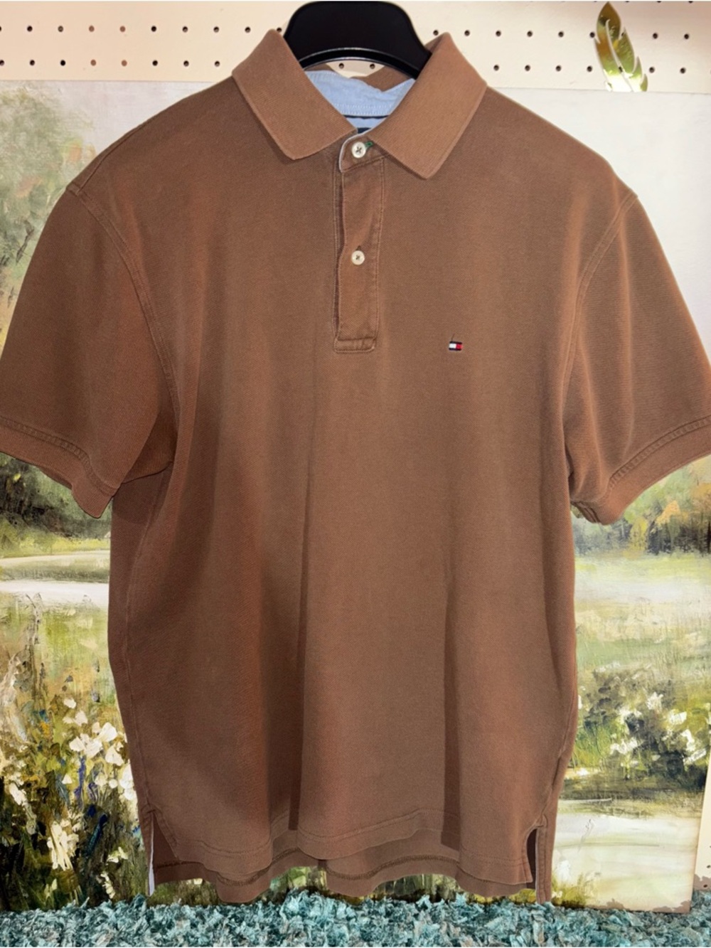 Tommy Hilfiger Men's Chest-Logo Brown Polo